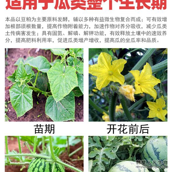 多氨豆粕菌肥系列瓜類專用肥適用范圍：適用于西瓜、甜瓜、哈密瓜等瓜類作物。